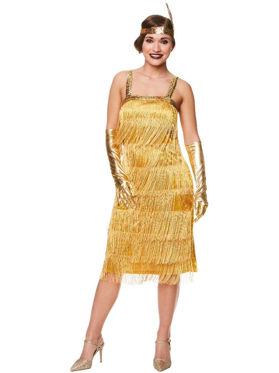 Roaring 20s 1920 Gold Flapper Dress ...